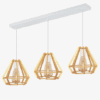Suspension 3 Lampes Ø20 en Bois - Doré