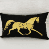 Coussin Noir - Broderie Cheval
