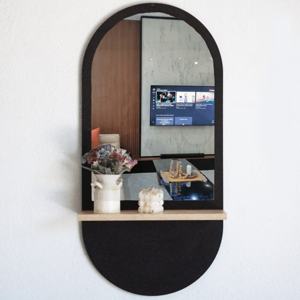 miroir ovale avec étagère deco entrée maquillage