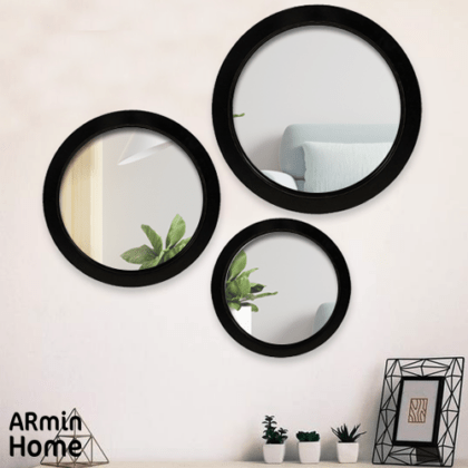 Pack 3 Miroirs Noir en Bois