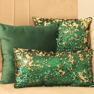 Pack coussin décoratif vert et doré