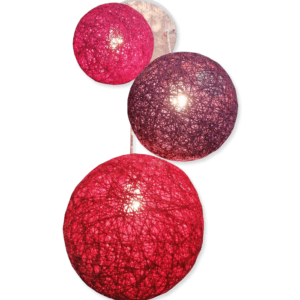 Suspension 3 Boules Fushia Mauve Rouge
