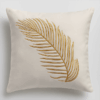 Coussin Blanc brodé plume Doré