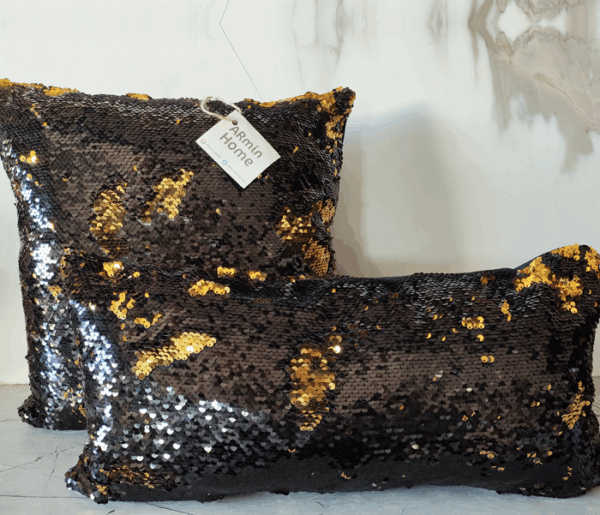 Pack Coussins à paillettes réversibles - Noir & Doré