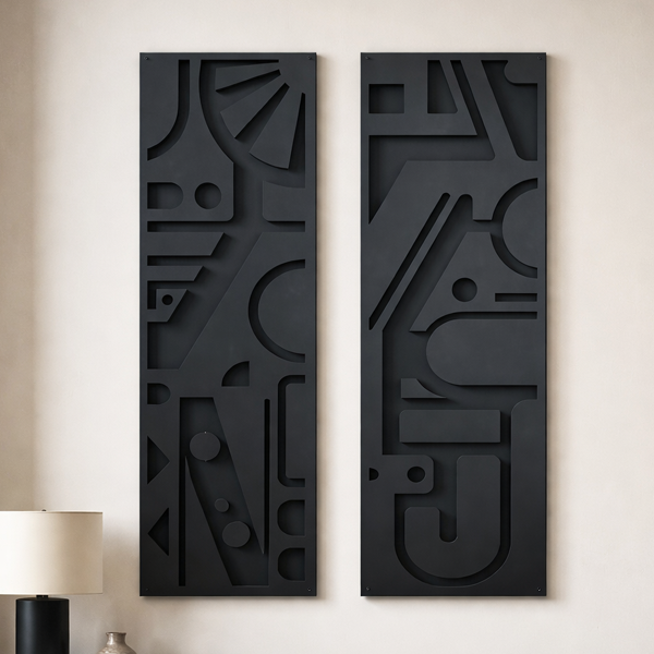lot de 2 tableaux en relief Noir NJ